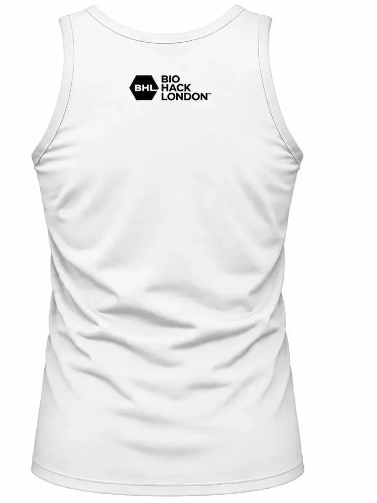White vest with the black BHL logo on the back